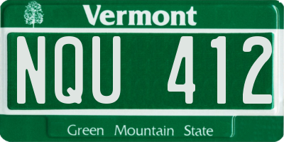VT license plate NQU412