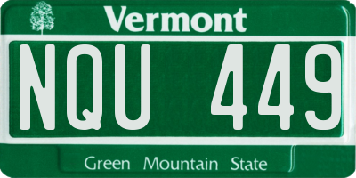 VT license plate NQU449