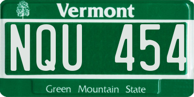 VT license plate NQU454
