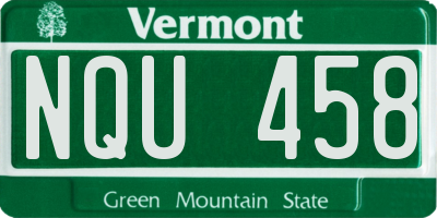 VT license plate NQU458