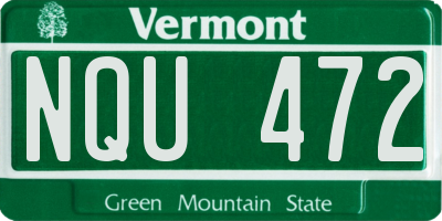 VT license plate NQU472