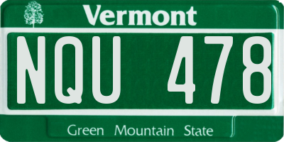 VT license plate NQU478