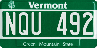 VT license plate NQU492