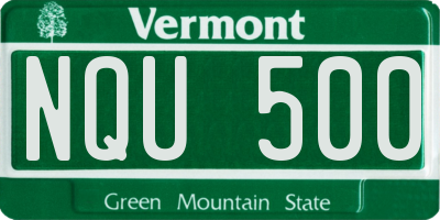 VT license plate NQU500