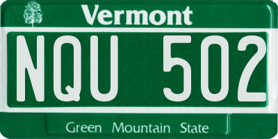 VT license plate NQU502
