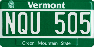 VT license plate NQU505