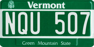 VT license plate NQU507