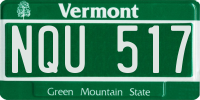 VT license plate NQU517