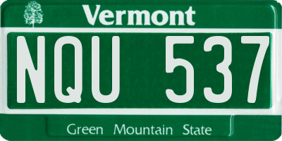 VT license plate NQU537