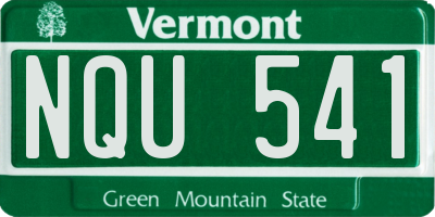 VT license plate NQU541