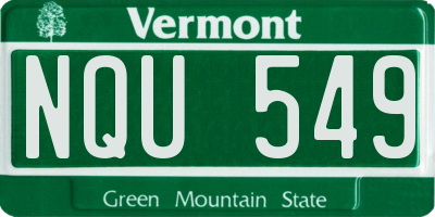 VT license plate NQU549