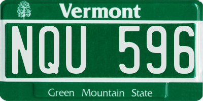 VT license plate NQU596