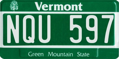 VT license plate NQU597