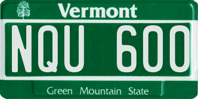 VT license plate NQU600