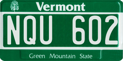 VT license plate NQU602