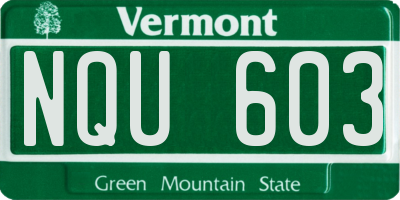 VT license plate NQU603