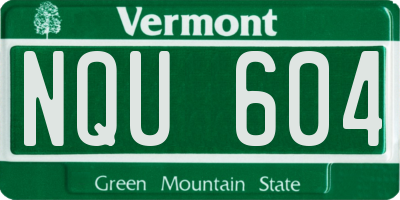 VT license plate NQU604