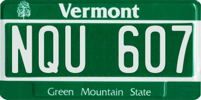 VT license plate NQU607