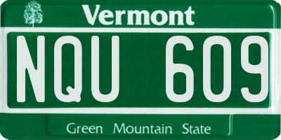 VT license plate NQU609