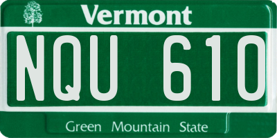 VT license plate NQU610