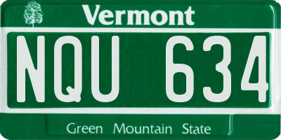 VT license plate NQU634