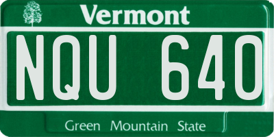VT license plate NQU640