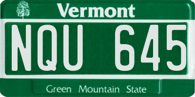 VT license plate NQU645