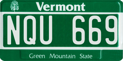 VT license plate NQU669