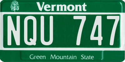 VT license plate NQU747