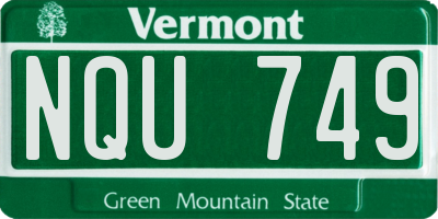 VT license plate NQU749