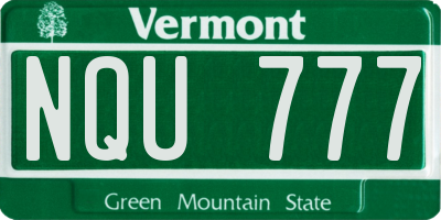 VT license plate NQU777