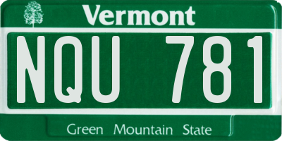 VT license plate NQU781