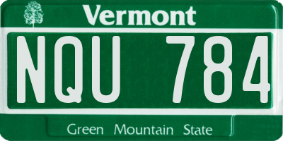 VT license plate NQU784