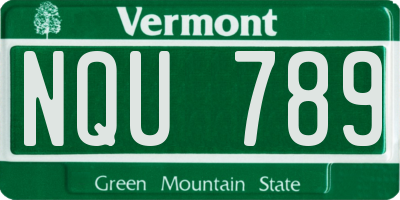 VT license plate NQU789