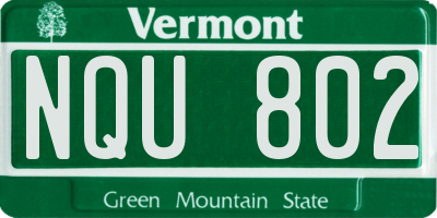 VT license plate NQU802
