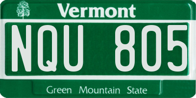 VT license plate NQU805
