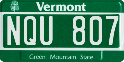 VT license plate NQU807