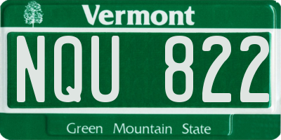 VT license plate NQU822