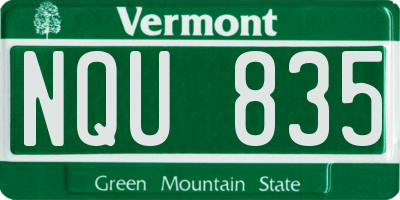 VT license plate NQU835