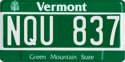 VT license plate NQU837