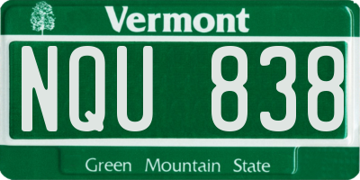 VT license plate NQU838