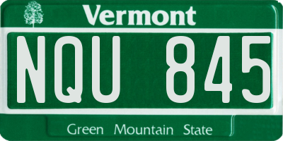 VT license plate NQU845