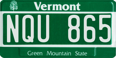 VT license plate NQU865