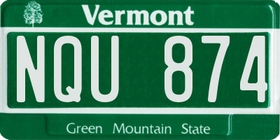 VT license plate NQU874