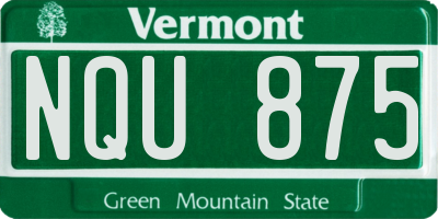 VT license plate NQU875