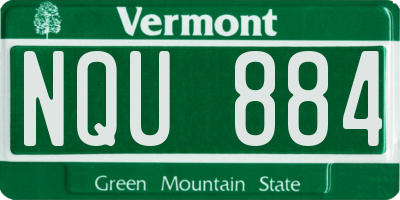 VT license plate NQU884