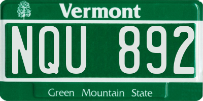VT license plate NQU892