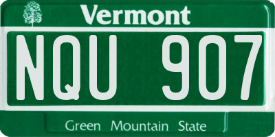 VT license plate NQU907