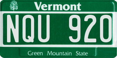 VT license plate NQU920