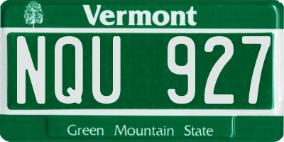 VT license plate NQU927